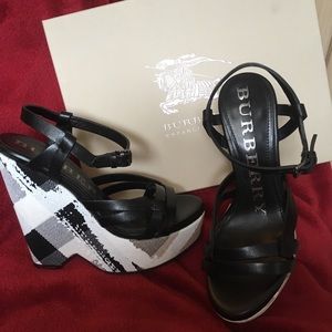 Brand new Burberry wedge sandals